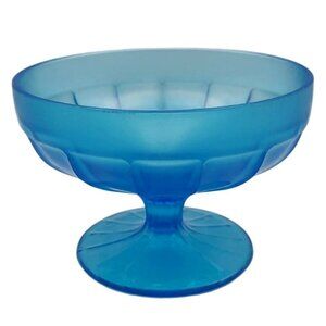 Vintage Fenton Stretch Glass Celeste Blue Iridescent Candy Dish Compote